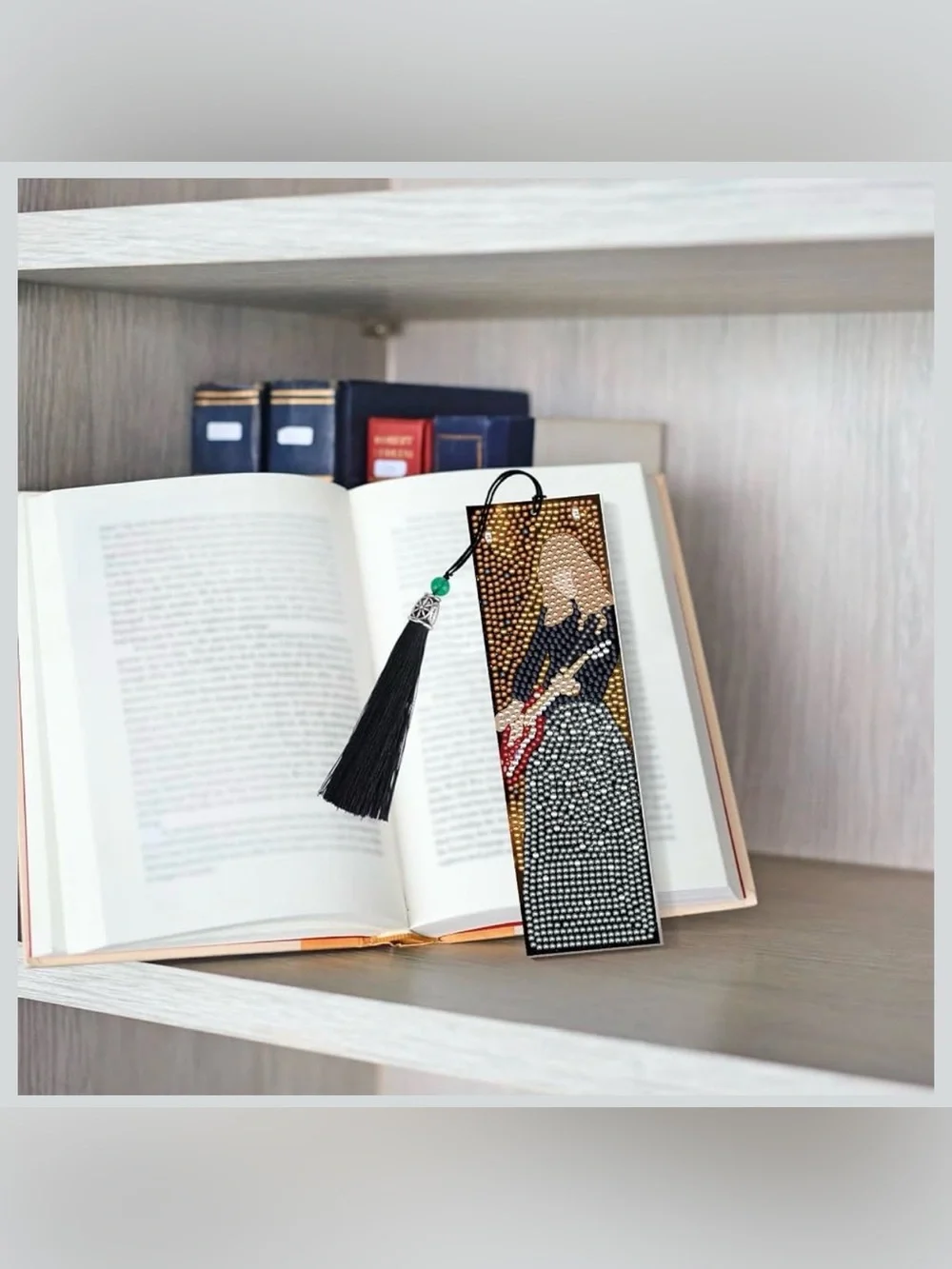 Decorative Rhinestone Bookmark with Black Tassel - Assorted Designs